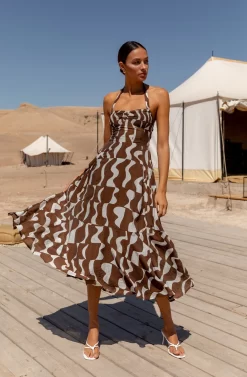 Mariella Abstract Print Halter Midi Dress -ASTR the Label Store A58A7060 scaled