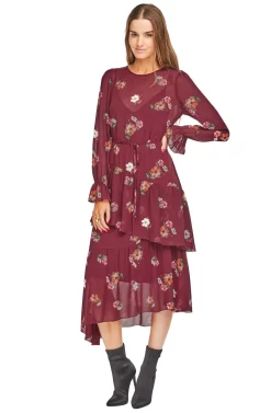 Mona Dress -ASTR the Label Store ACDR100017 BURGUNDY FLORAL 01 scaled