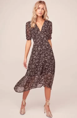 Soleil Floral Midi Dress -ASTR the Label Store ACDR100087C BLACK PINK FLORAL 1AA scaled