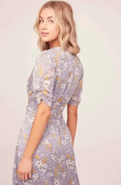 Soleil Floral Midi Dress -ASTR the Label Store ACDR100087D PURPLE IVORY FLORAL 5AA scaled