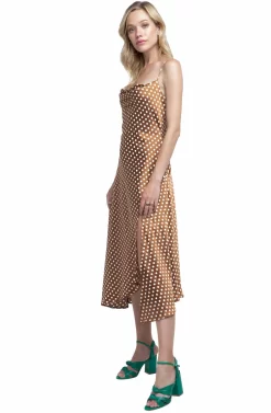 Cowl Strappy Dress -ASTR the Label Store ACDR100133 CARAMEL DOT 02 scaled