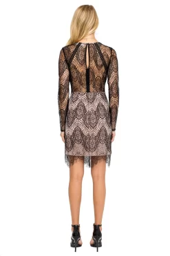 Long Sleeve Lace Bodycon Dress 8 Long Sleeve Lace Bodycon Dress -ASTR the Label Store ACDR100156 BLACK NUDE 04 scaled