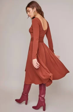Sinclair Midi Dress -ASTR the Label Store ACDR100361 WARM NUTMEG 4A scaled
