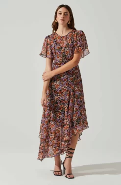 Mirella Floral Midi Dress -ASTR the Label Store ACDR100436DS ORANGEPURPLEFLORAL 1 scaled