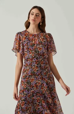 Mirella Floral Midi Dress -ASTR the Label Store ACDR100436DS ORANGEPURPLEFLORAL 3 scaled