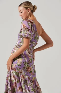 Santorini Floral One Shoulder Midi Dress 9 Santorini Floral One Shoulder Midi Dress -ASTR the Label Store ACDR100550SB LILACMULTIFLORAL 4 scaled