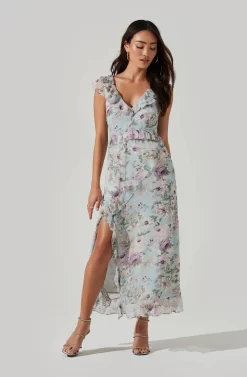 Tempest Floral Ruffle Midi Dress -ASTR the Label Store ACDR100578 IVORY LILACFLORAL 2 5c5c7a60 bdc8 4587 93ce baf35582c89e scaled