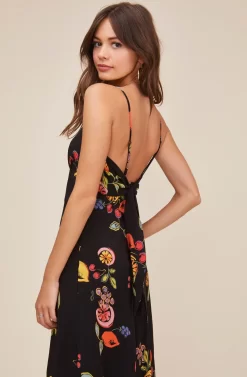 Charisma Fruit Midi Dress -ASTR the Label Store ACDR100591 BLACK MIXED FRUIT PRINT 4 scaled