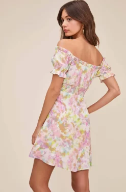 Imagine Tie Dye Off Shoulder Dress -ASTR the Label Store ACDR100630 PINK YELLOW TIE DYE 4 scaled