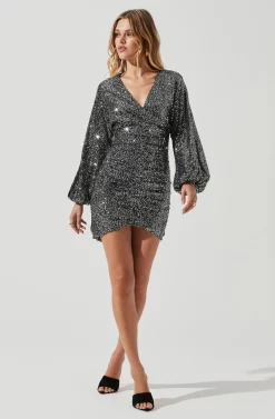 Dottie Metallic Mini Dress -ASTR the Label Store ACDR100742 SILVER BLACK 1831 scaled