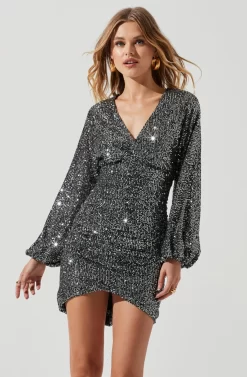 Dottie Metallic Mini Dress -ASTR the Label Store ACDR100742 SILVER BLACK 1834 scaled