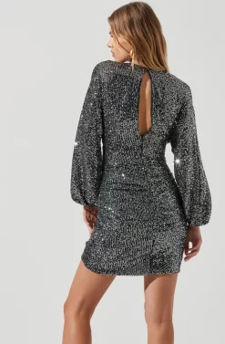 Dottie Metallic Mini Dress -ASTR the Label Store ACDR100742 SILVER BLACK 1844 scaled