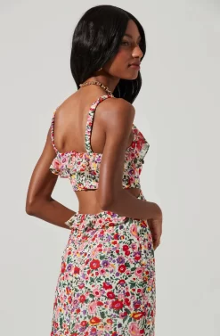 Wildflower Ruffle Cutout Midi Dress -ASTR the Label Store ACDR100906 PINKREDFLORAL 4 6b1aa250 2519 4a40 a698 ad4bbb75688d scaled