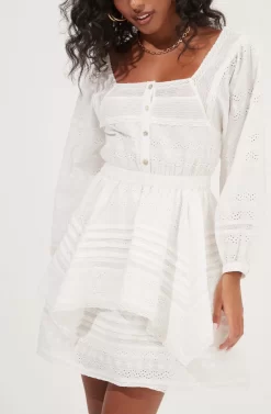 Pacoima Ruffle Pointelle Mini Dress -ASTR the Label Store ACDR100960 WHITE 4 scaled