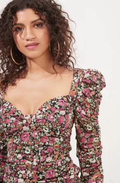 Jadine Ruched Floral Sweetheart Mini Dress -ASTR the Label Store ACDR101014 FUCHSIA RUSTMULTIFL 3 scaled