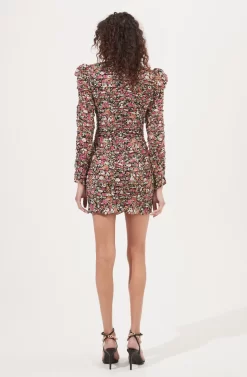 Jadine Ruched Floral Sweetheart Mini Dress -ASTR the Label Store ACDR101014 FUCHSIA RUSTMULTIFL 4 scaled
