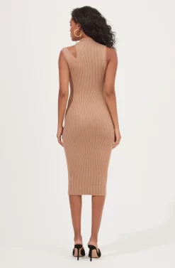 Crawford Shoulder Cutout Sweater Midi Dress -ASTR the Label Store ACDR101027 TAN 5 scaled