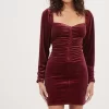 Ellsmere Velvet Rouched Long Sleeve Mini Dress