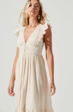 Montreal Ruffle Cutout Midi Dress -ASTR the Label Store ACDR101083 BONE 2 scaled