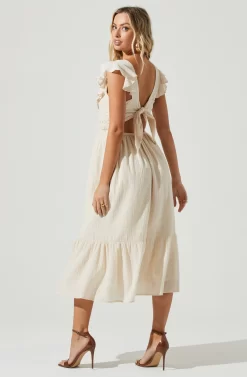 Montreal Ruffle Cutout Midi Dress -ASTR the Label Store ACDR101083 BONE 3 scaled