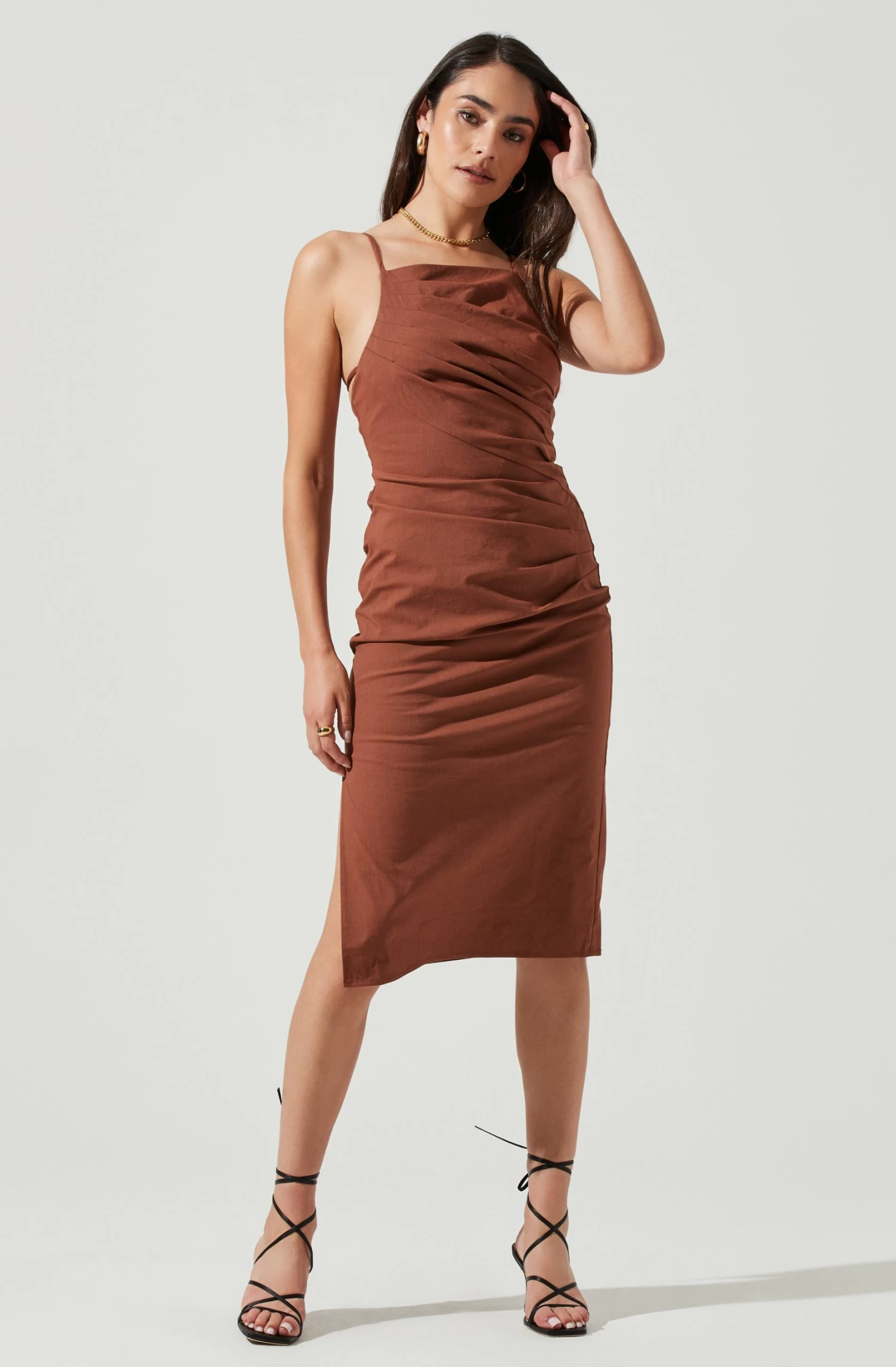 Armona Square Neck Ruched Midi Dress 5 Armona Square Neck Ruched Midi Dress - Image 5