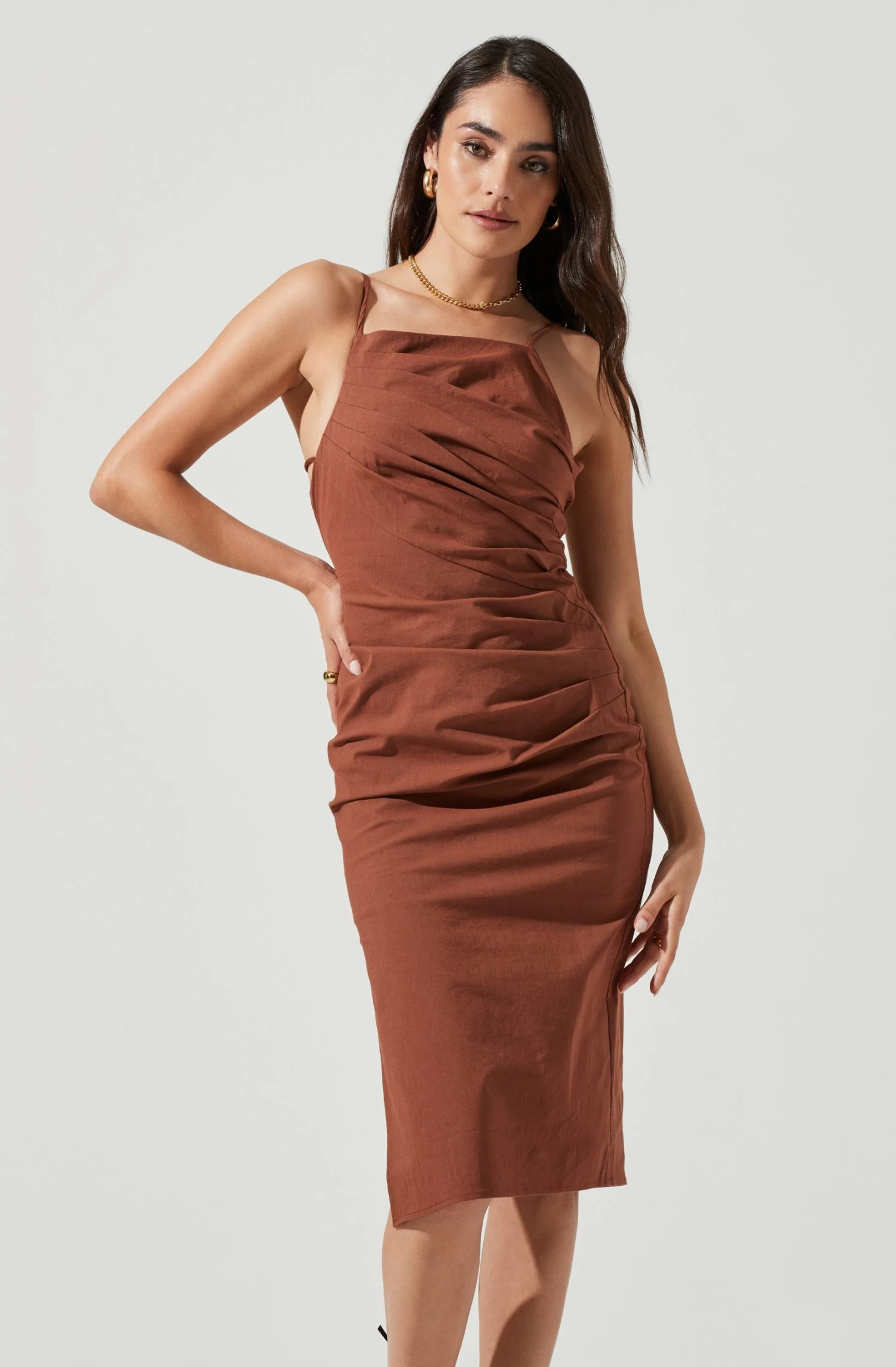 Armona Square Neck Ruched Midi Dress 2 Armona Square Neck Ruched Midi Dress - Image 2