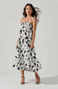 Marlene Square Neck Smocked Midi Dress -ASTR the Label Store ACDR101104 BLACKABSTRACT 2 scaled