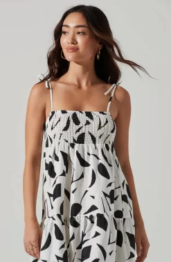 Marlene Square Neck Smocked Midi Dress -ASTR the Label Store ACDR101104 BLACKABSTRACT 5 scaled