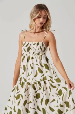 Marlene Square Neck Smocked Midi Dress -ASTR the Label Store ACDR101104 GREENABSTRACT 3 scaled