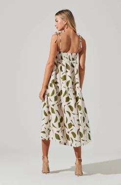 Marlene Square Neck Smocked Midi Dress -ASTR the Label Store ACDR101104 GREENABSTRACT 5 scaled