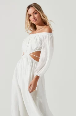 Cassian Cutout Off Shoulder Midi Dress -ASTR the Label Store ACDR101154 WHITE 3 6b48bf18 cb49 4e58 9fa5 b79529f5888a scaled