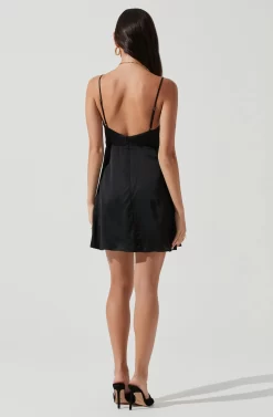 Peony Satin Ruched Mini Dress -ASTR the Label Store ACDR101162B BLACK 1997 scaled