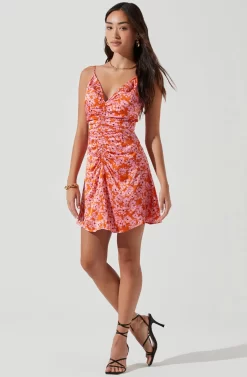 Peony Floral Ruched Mini Dress