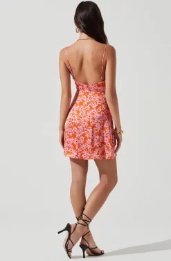 Peony Floral Ruched Mini Dress -ASTR the Label Store ACDR101162 ORANGEPINKFLORAL 0371 scaled