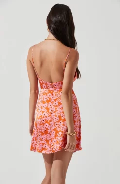 Peony Floral Ruched Mini Dress -ASTR the Label Store ACDR101162 ORANGEPINKFLORAL 0374 scaled