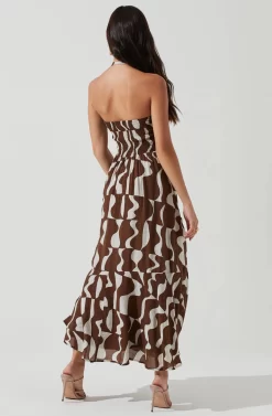 Mariella Abstract Print Halter Midi Dress -ASTR the Label Store ACDR101183 BROWNWHITEABSTRACT 0521 scaled