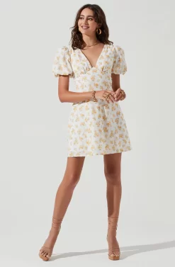 Lovegrove Floral Puff Sleeve Mini Dress