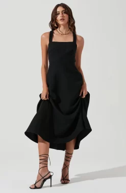 Valenz Square Neck Open Back Midi Dress 18 Valenz Square Neck Open Back Midi Dress -ASTR the Label Store ACDR101207 BLACK 0592 scaled