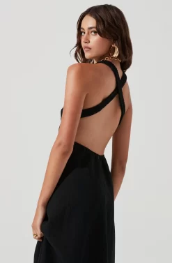Valenz Square Neck Open Back Midi Dress 19 Valenz Square Neck Open Back Midi Dress -ASTR the Label Store ACDR101207 BLACK 0622 scaled