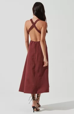 Valenz Square Neck Open Back Midi Dress 15 Valenz Square Neck Open Back Midi Dress -ASTR the Label Store ACDR101207 MARSALA 0658 scaled
