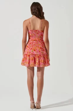 Meg Floral Ruched Mini Dress -ASTR the Label Store ACDR101237 PINKMULTIFLORAL 0769 scaled