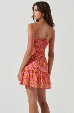 Meg Floral Ruched Mini Dress -ASTR the Label Store ACDR101237 PINKMULTIFLORAL 0772 scaled