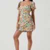 Talula Tropical Print Puff Sleeve Mini Dress