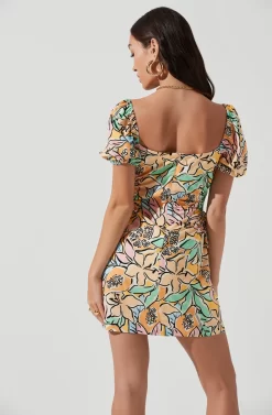 Talula Tropical Print Puff Sleeve Mini Dress -ASTR the Label Store ACDR101242 TROPICALPAPAYA 1005 scaled