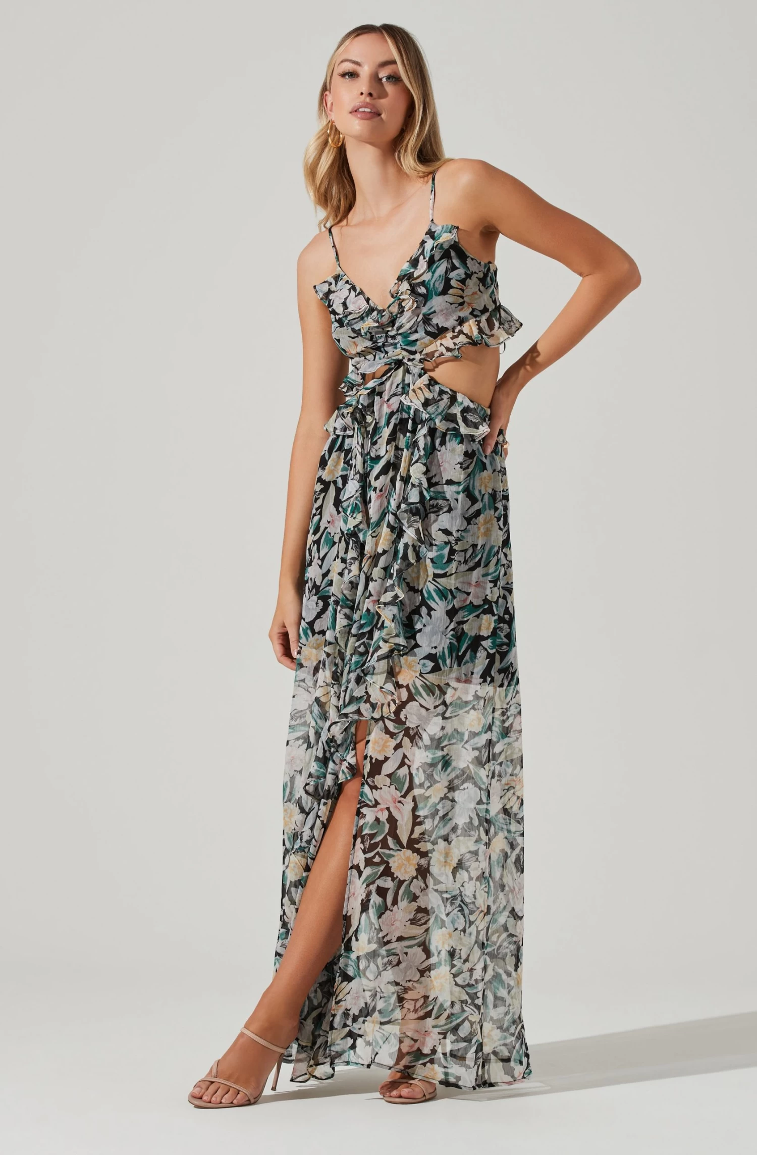 Palace Floral Cutout Ruffle Maxi Dress 3 Palace Floral Cutout Ruffle Maxi Dress - Image 3