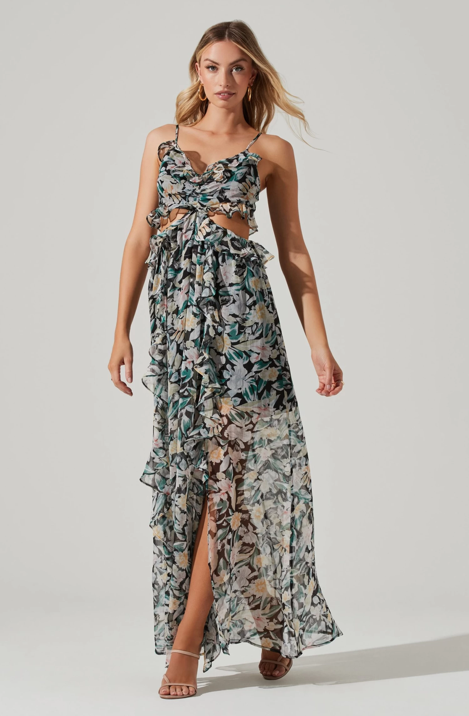 Palace Floral Cutout Ruffle Maxi Dress 1 Palace Floral Cutout Ruffle Maxi Dress