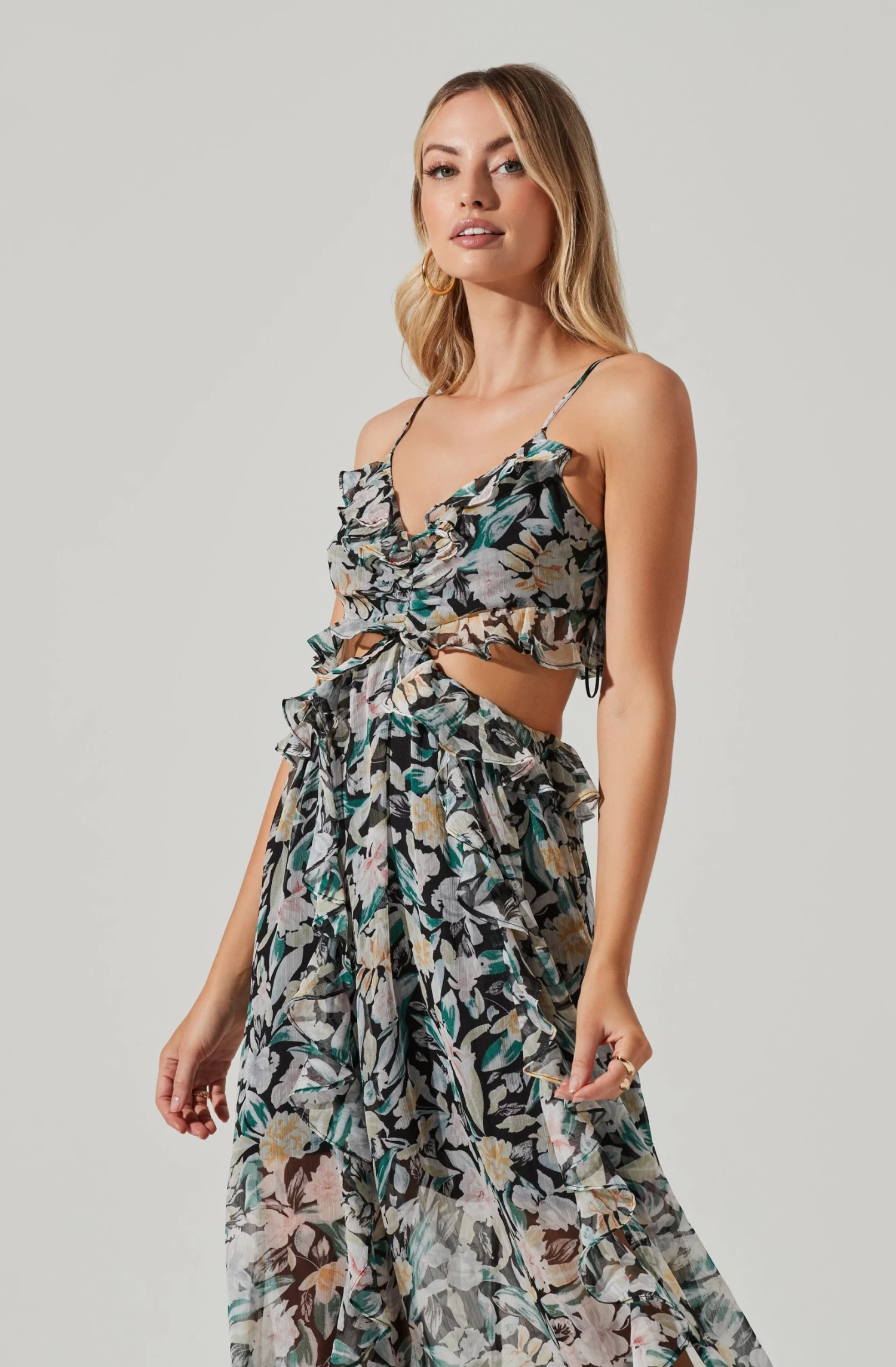 Palace Floral Cutout Ruffle Maxi Dress 2 Palace Floral Cutout Ruffle Maxi Dress - Image 2
