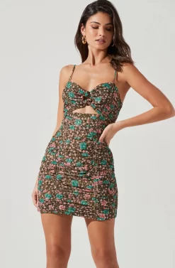 Ibiza Floral Ruched Cutout Mini Dress 10 Ibiza Floral Ruched Cutout Mini Dress -ASTR the Label Store ACDR101337 GREENFLORAL 2 scaled