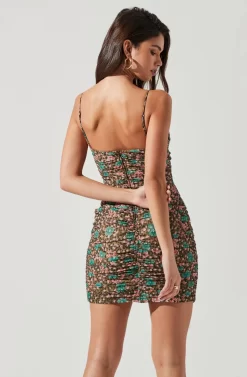 Ibiza Floral Ruched Cutout Mini Dress 11 Ibiza Floral Ruched Cutout Mini Dress -ASTR the Label Store ACDR101337 GREENFLORAL 4 scaled