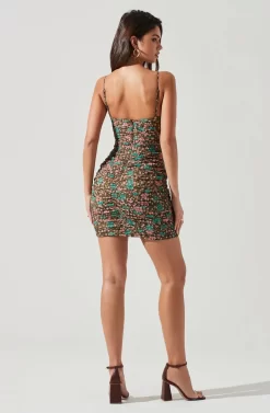 Ibiza Floral Ruched Cutout Mini Dress 9 Ibiza Floral Ruched Cutout Mini Dress -ASTR the Label Store ACDR101337 GREENFLORAL 5 scaled